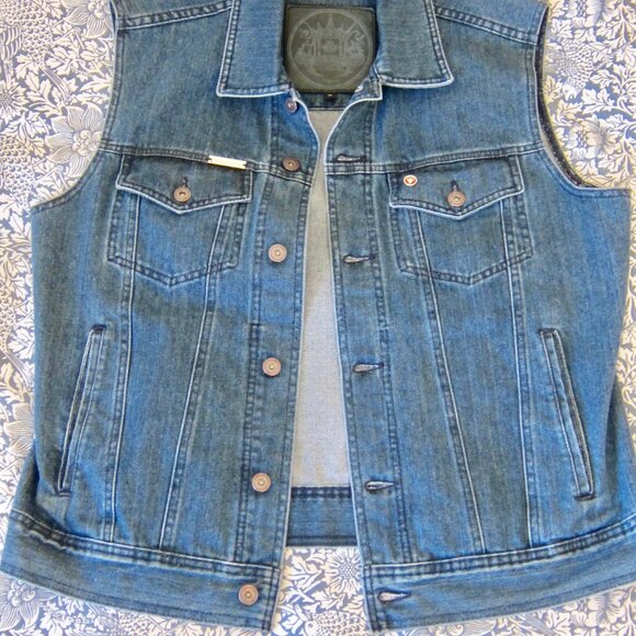 MOOSE KNUCKLES Woman's Denim Western Ranch Vest Size L - Picture 3 of 12
